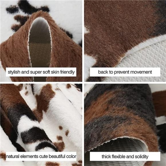 Cowhide Rug Cute Cow Print Rug Western Decor for Living Room Bedroom Faux Carpet - Picture 6 of 6